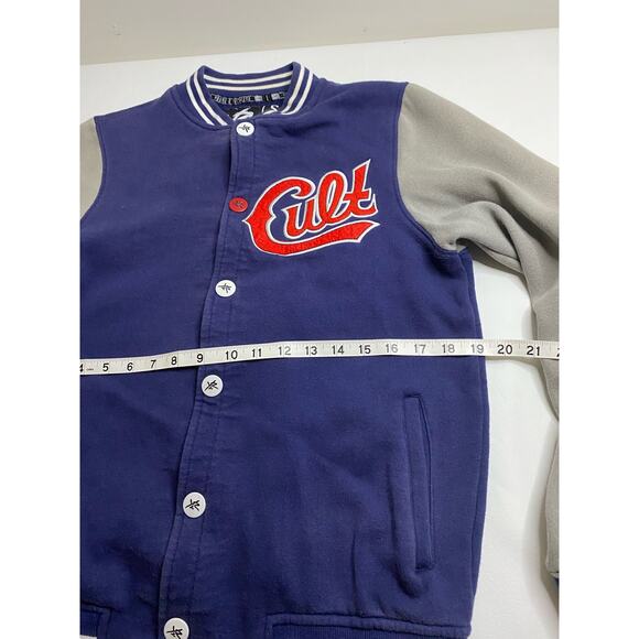 Young & Reckless Cult 1986 Blue Gray Varsity Bomber Jacket Mens Small Y&R - Picture 7 of 9